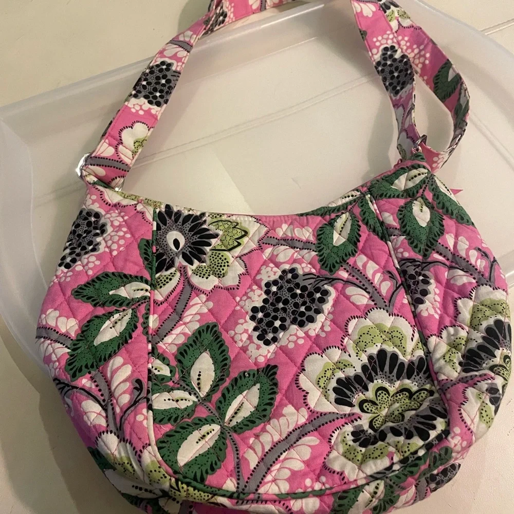 Vera Bradley Pink and Green Floral Shoulder Bag - Picture 4 of 7